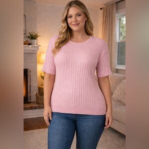 Soft Pink Women's Short Sleeve Knit Top 100%cotton